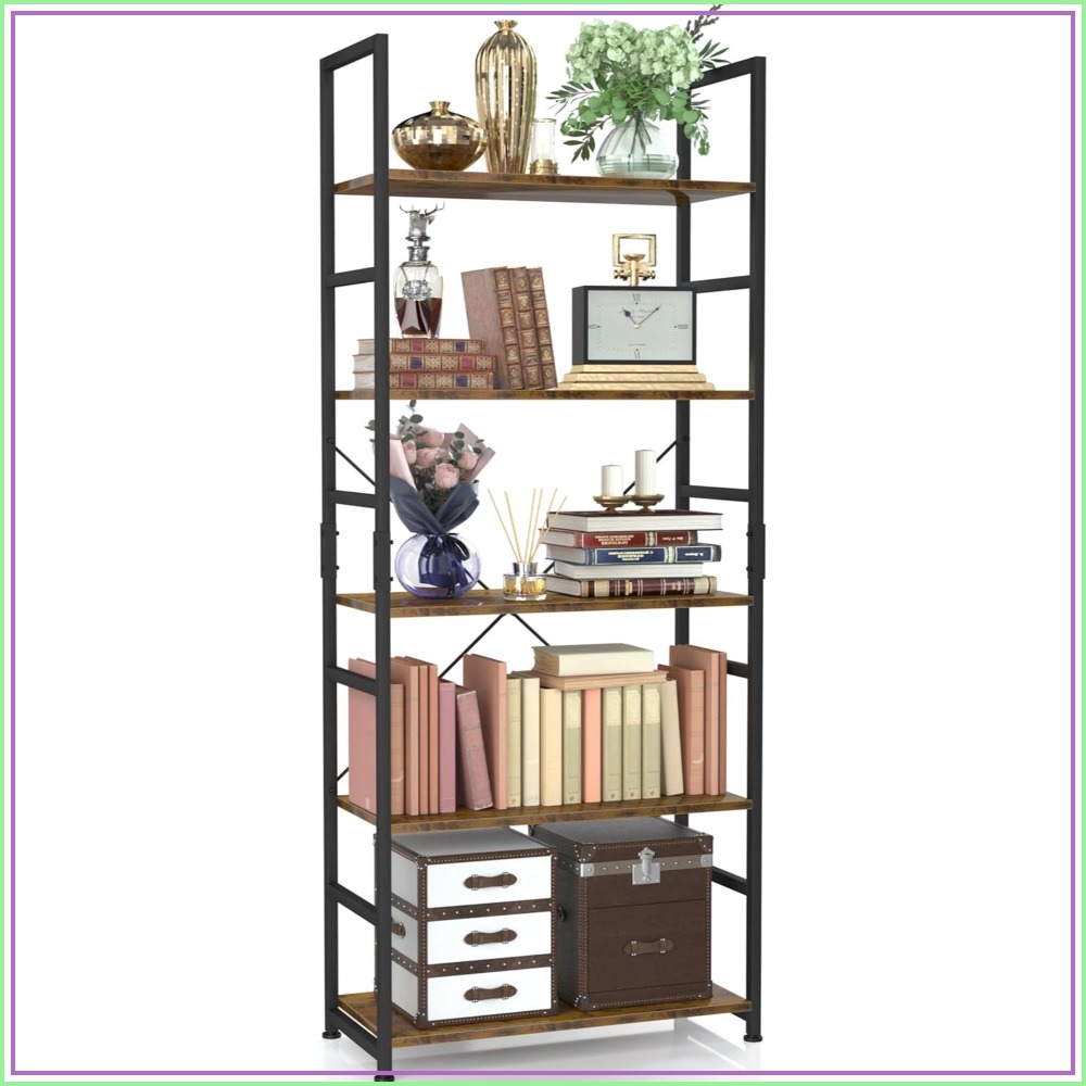 Home Office Free - 5 Tier Tall Bookshelf, Modern Bookcase