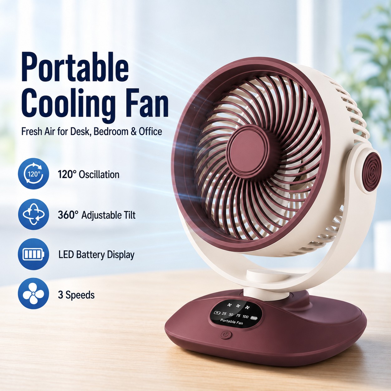 Home Office Jobs - Desktop Fan Rechargeable Turbo Air Circulator