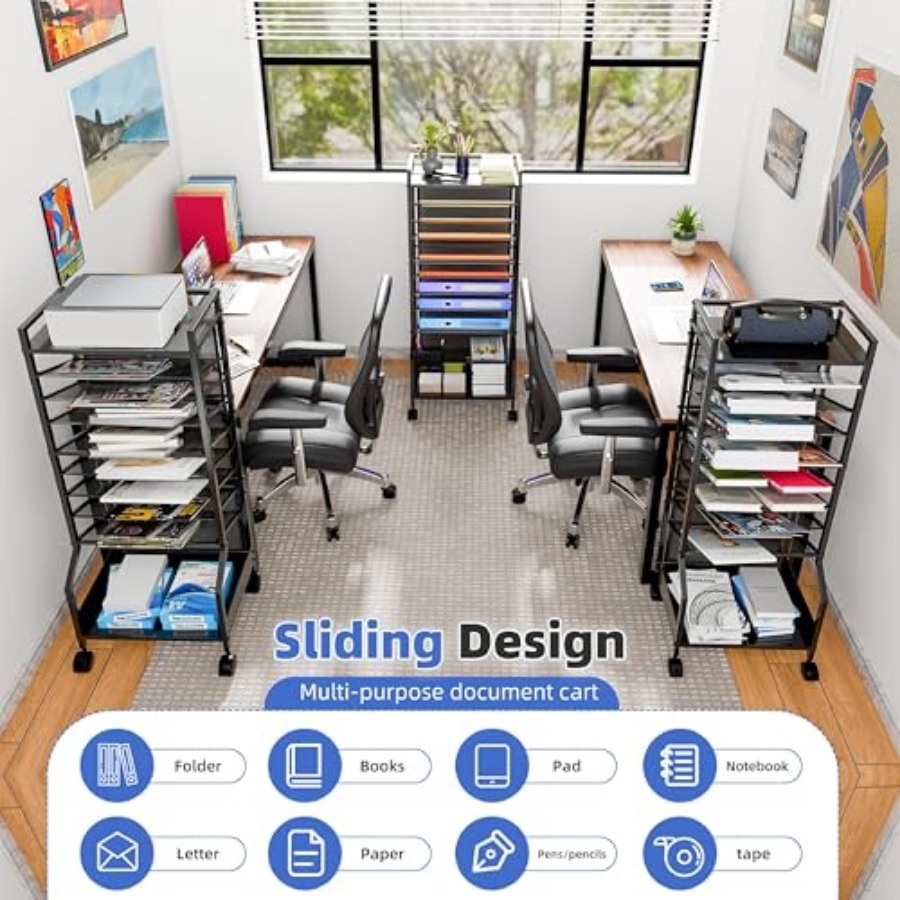 10 Tier Rolling File Cart Desk - Rolling File Cart avis et prix