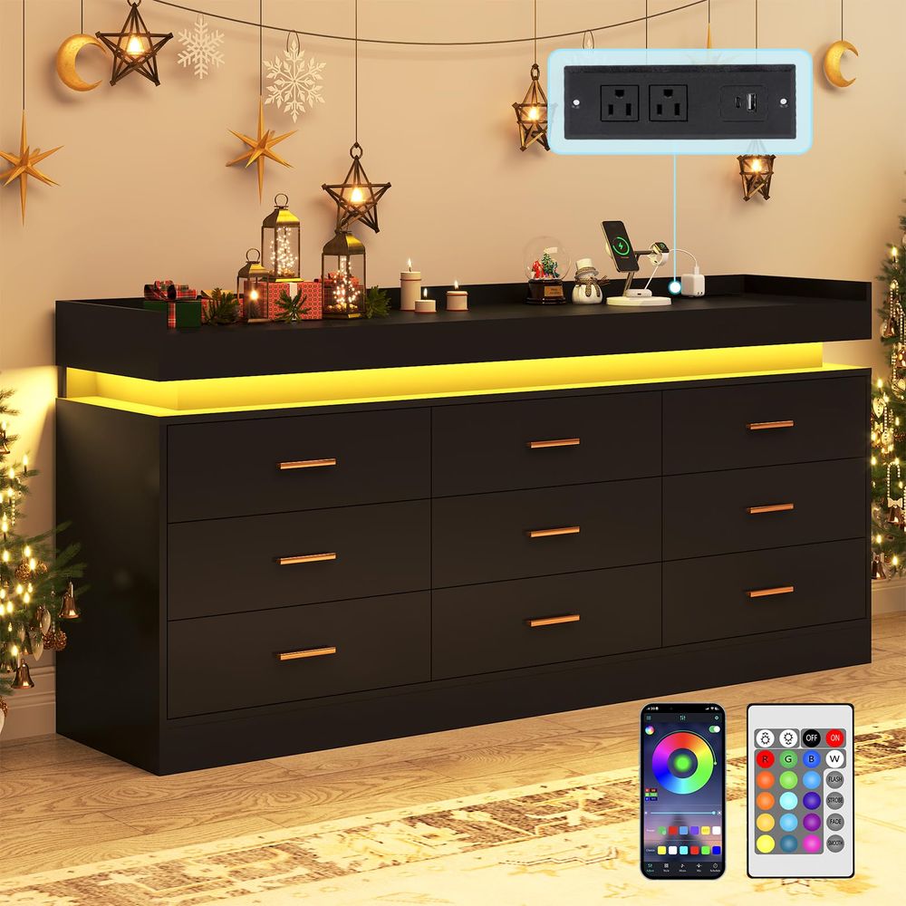 9 Drawer Dresser with Charging - File Cabinet Drawer avis et prix