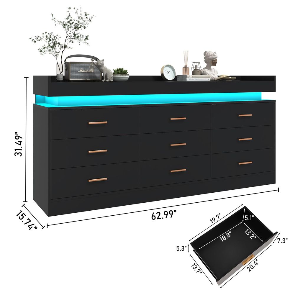 9 Drawer Dresser with Charging - File Cabinet Drawer avis et prix