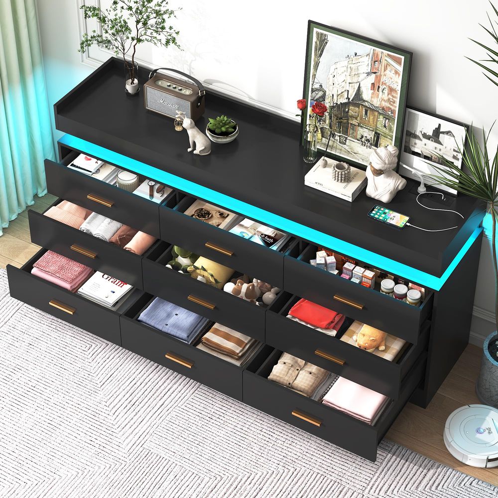 9 Drawer Dresser with Charging - File Cabinet Drawer avis et prix