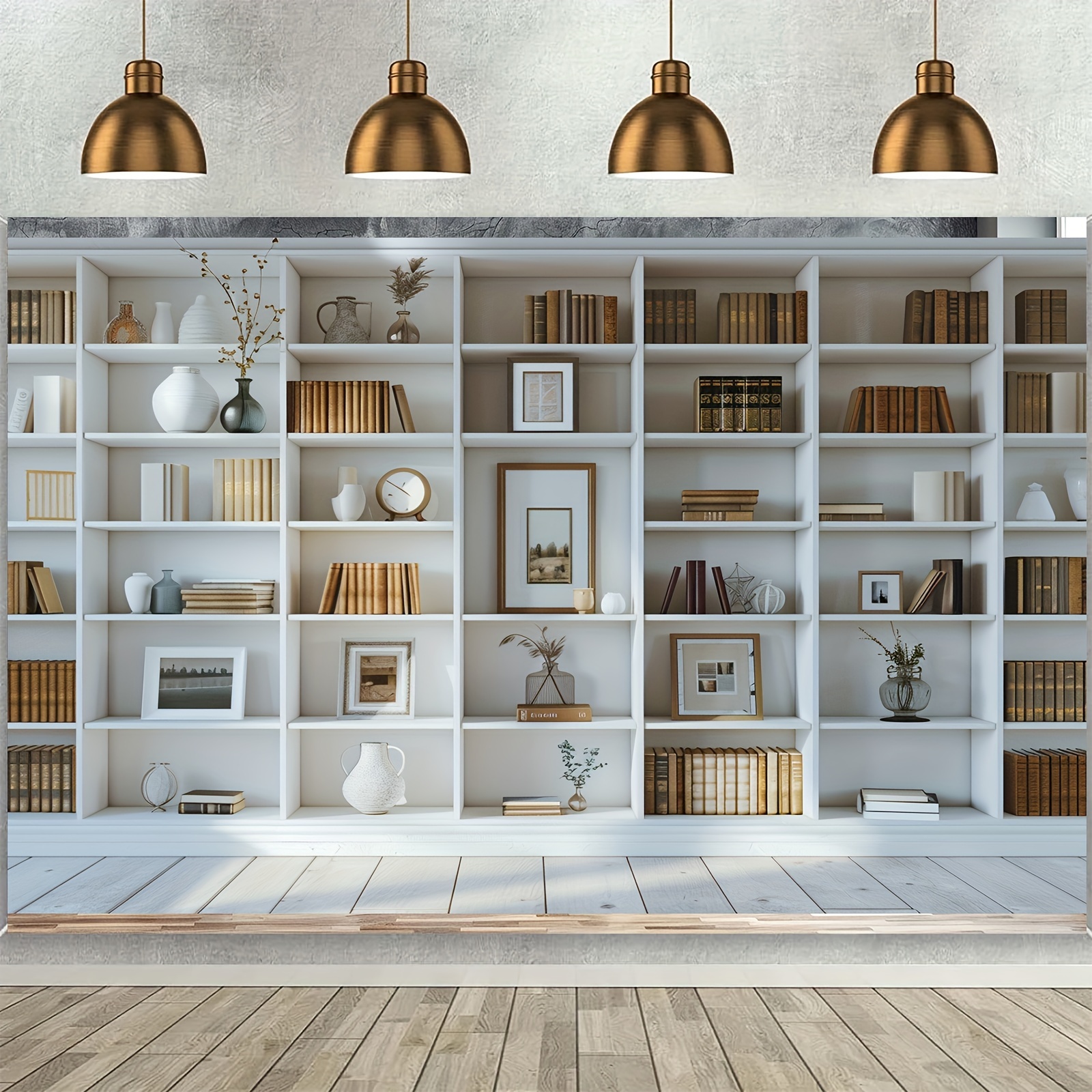 1pc White Bookshelf background - Home Office Zoom Background avis et prix