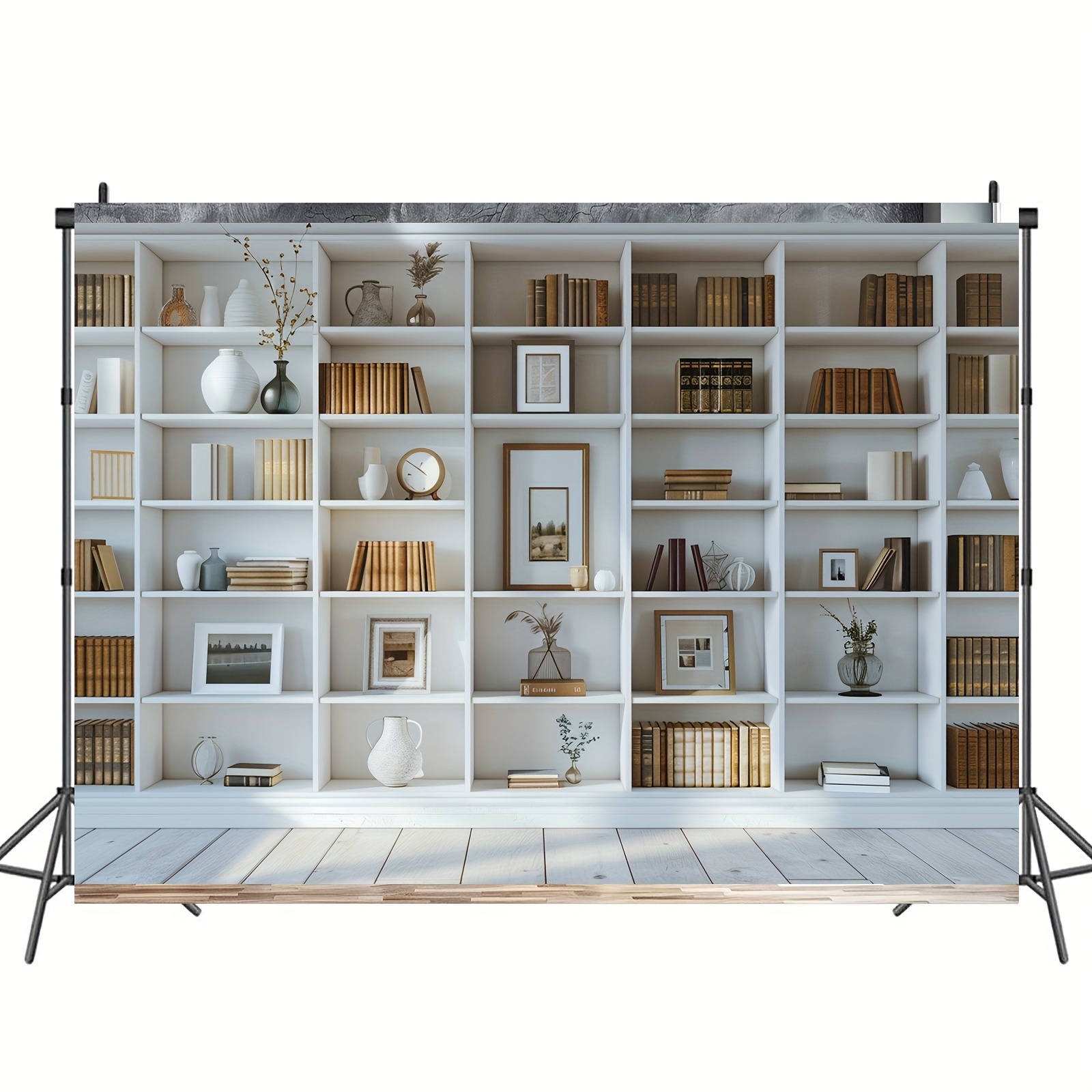 1pc White Bookshelf background - Home Office Zoom Background avis et prix