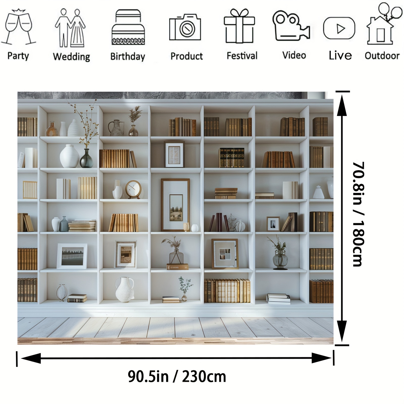 1pc White Bookshelf background - Home Office Zoom Background avis et prix