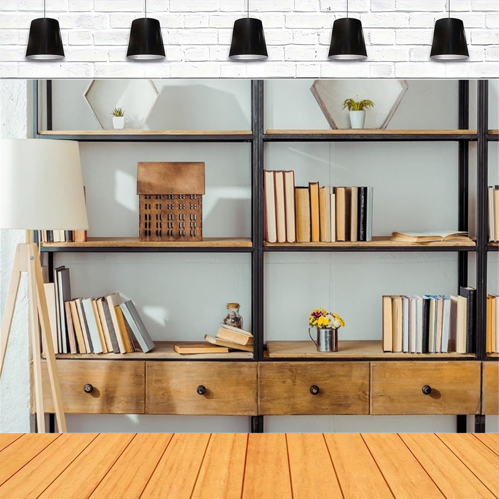 Living Room Bookshelf Backdrop - Home Office Zoom Background avis et prix