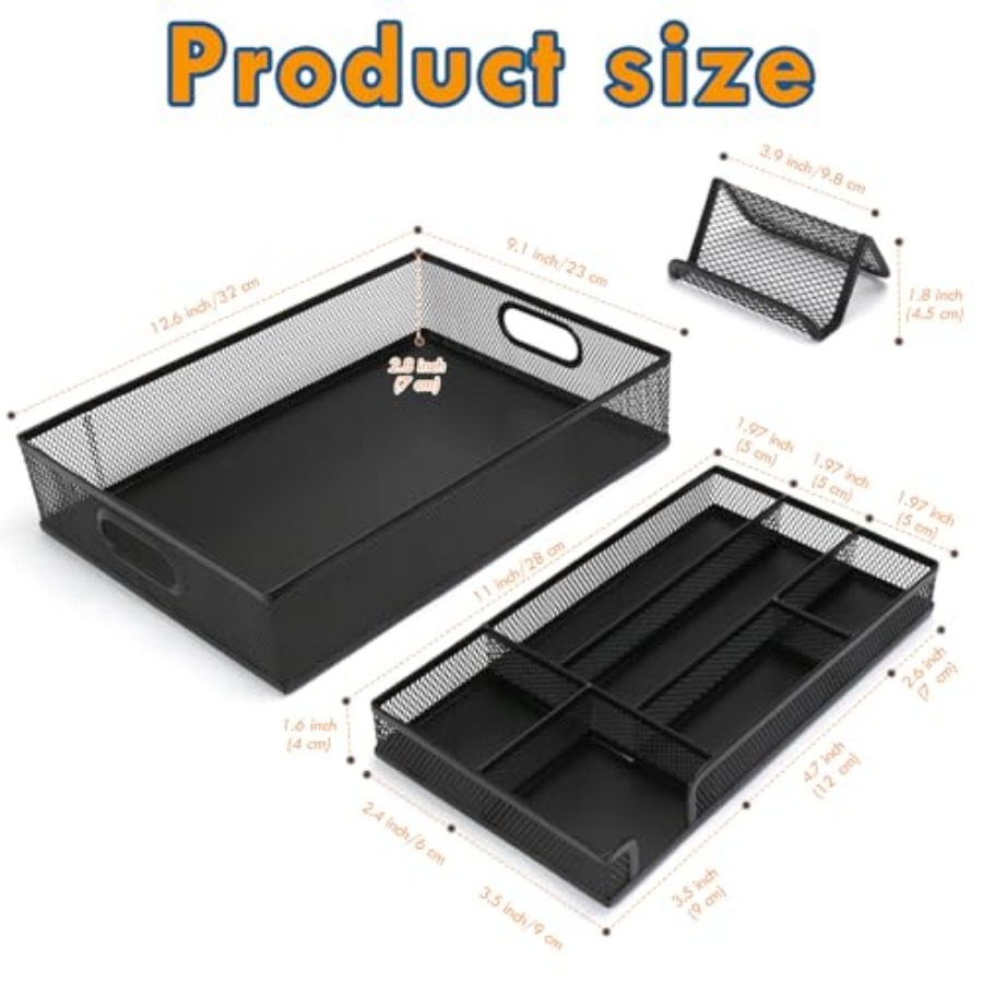 Black Metal Mesh Desk Drawer O - Desktop Organizer Bamboo avis et prix
