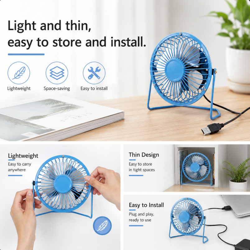 Mini Fan USB Fan Lightweight R - Home Office Jobs avis et prix