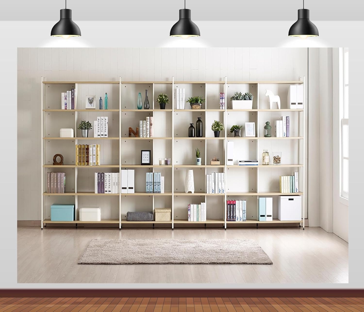 Bookshelf Photography Backdrop - Home Office Zoom Background avis et prix