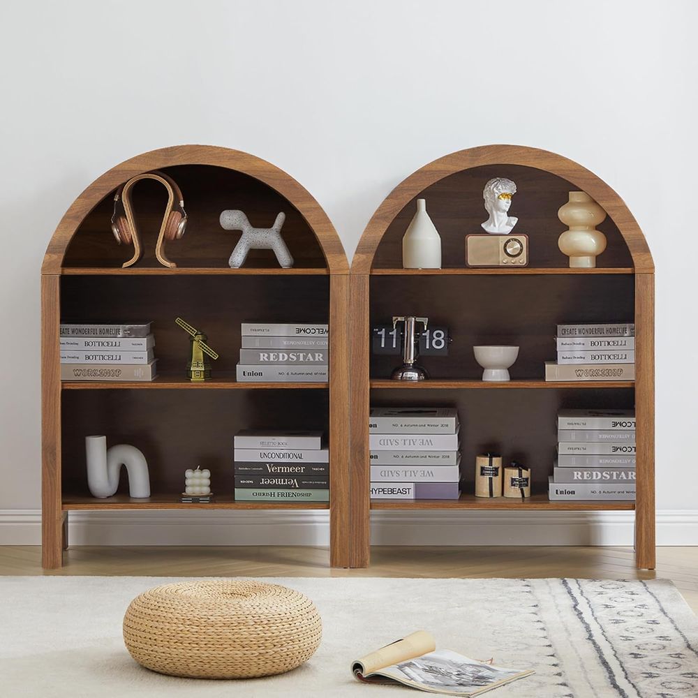 Walnut 3-Shelf Arched Bookcase - Home Office Free avis et prix