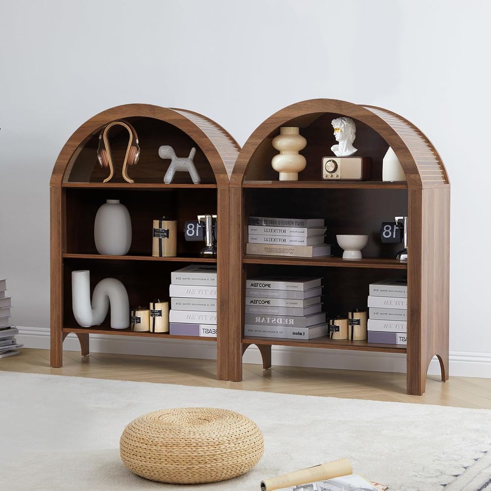 Walnut 3-Shelf Arched Bookcase - Home Office Free avis et prix