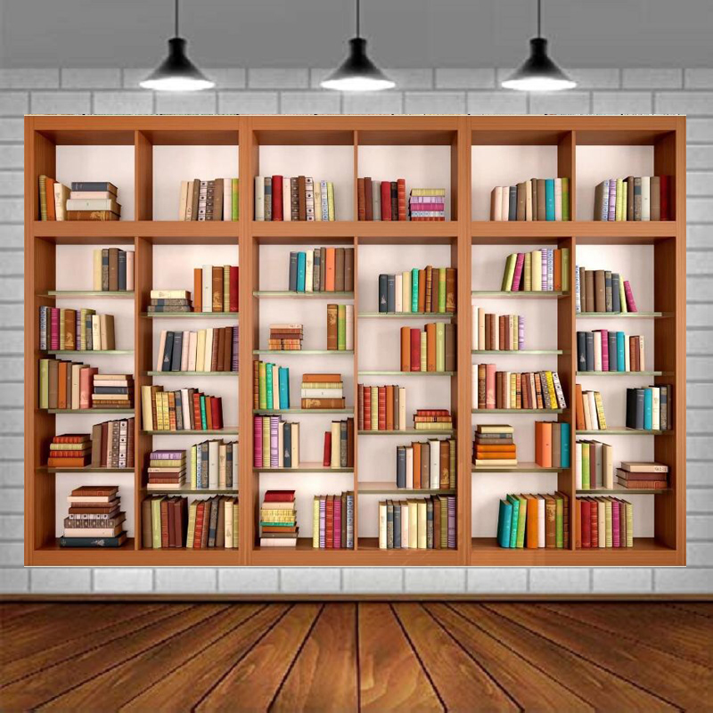Modern Wooden Bookshelf Photog - Home Office Zoom Background avis et prix