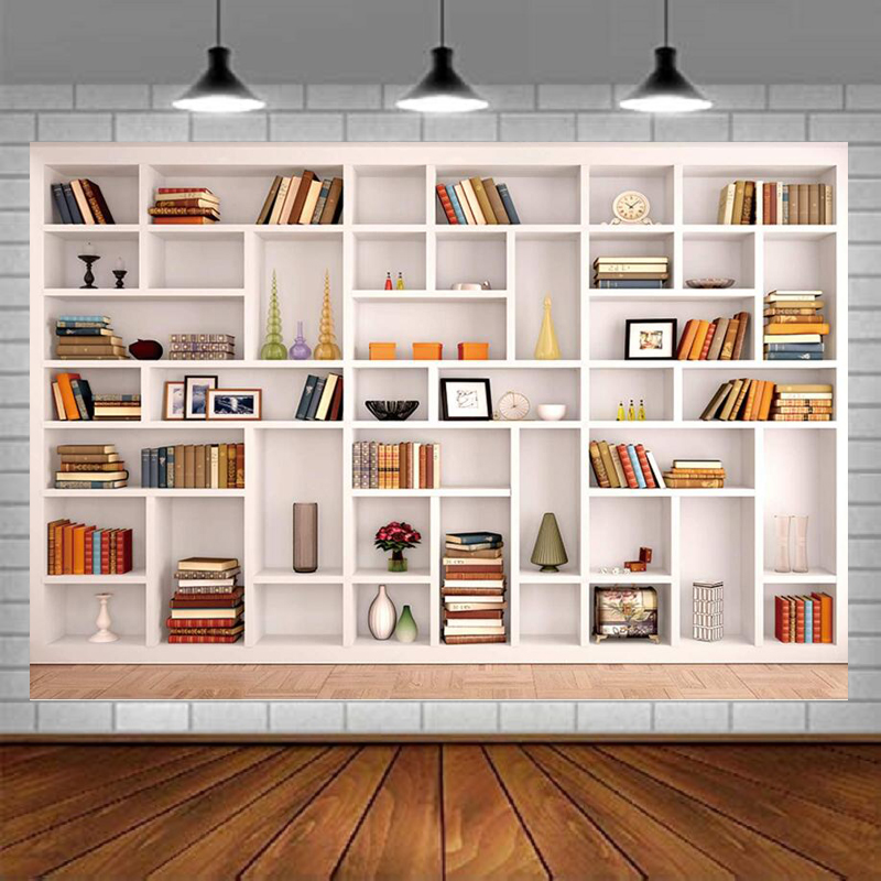 White Bookshelf Photography Ba - Home Office Zoom Background avis et prix