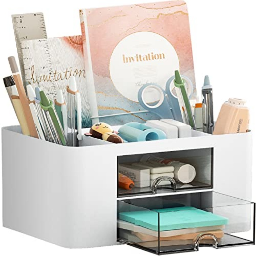 Pen Organizer with 2 Drawer, M - Desktop Organizer Bamboo avis et prix