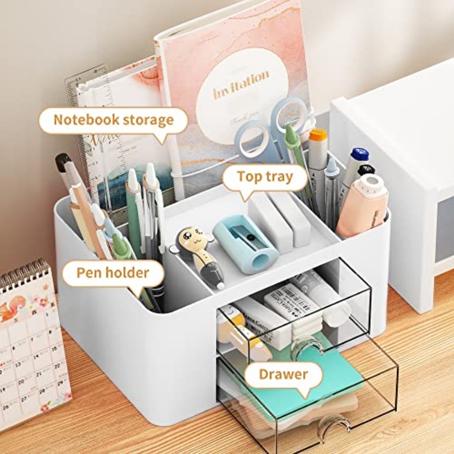 Pen Organizer with 2 Drawer, M - Desktop Organizer Bamboo avis et prix