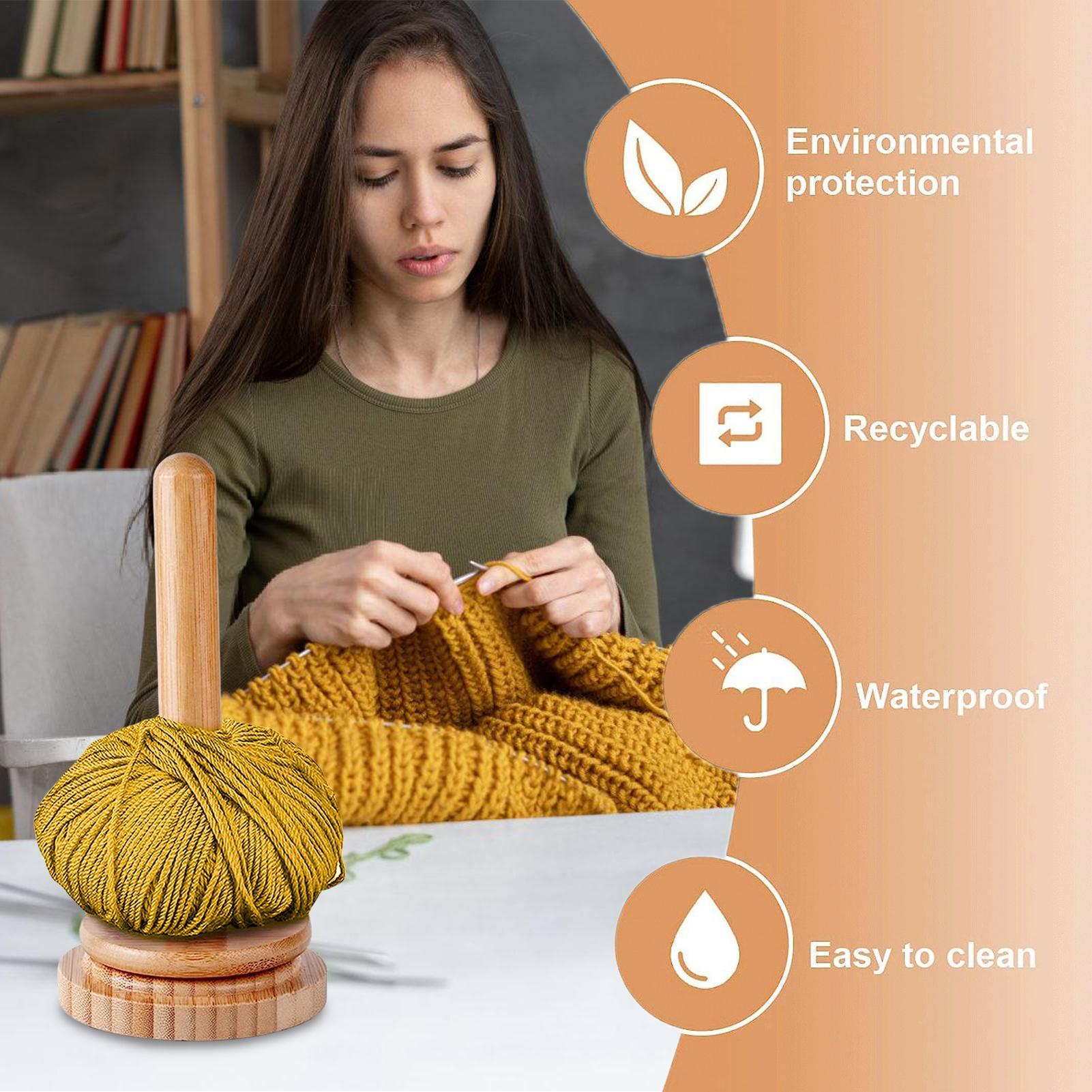 Knitting Yarn Holder Rotating  - Desktop Organizer Bamboo avis et prix