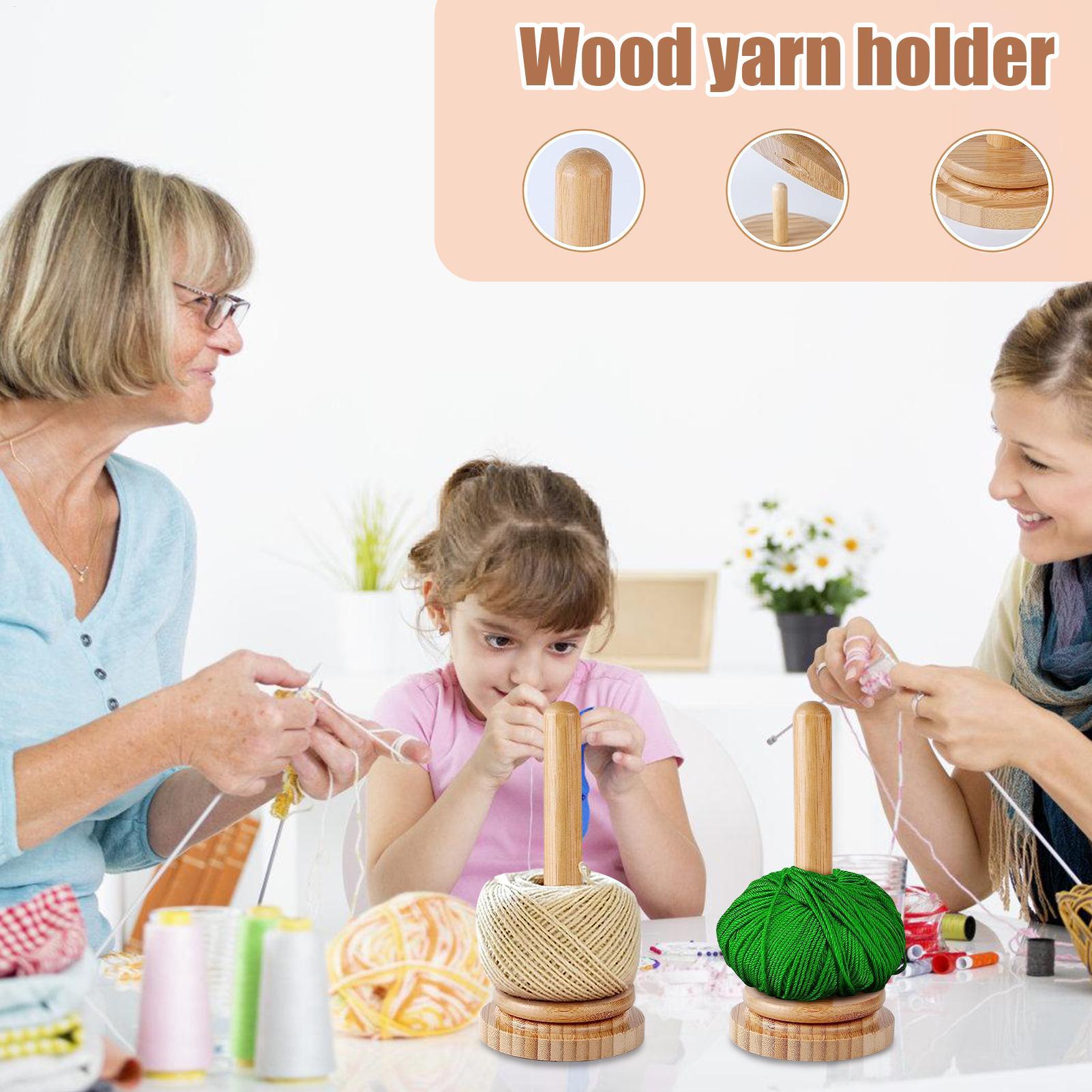 Knitting Yarn Holder Rotating  - Desktop Organizer Bamboo avis et prix