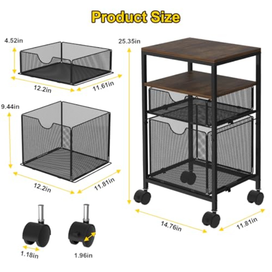 Rolling File Cart with 2 Stora - Rolling File Cart avis et prix