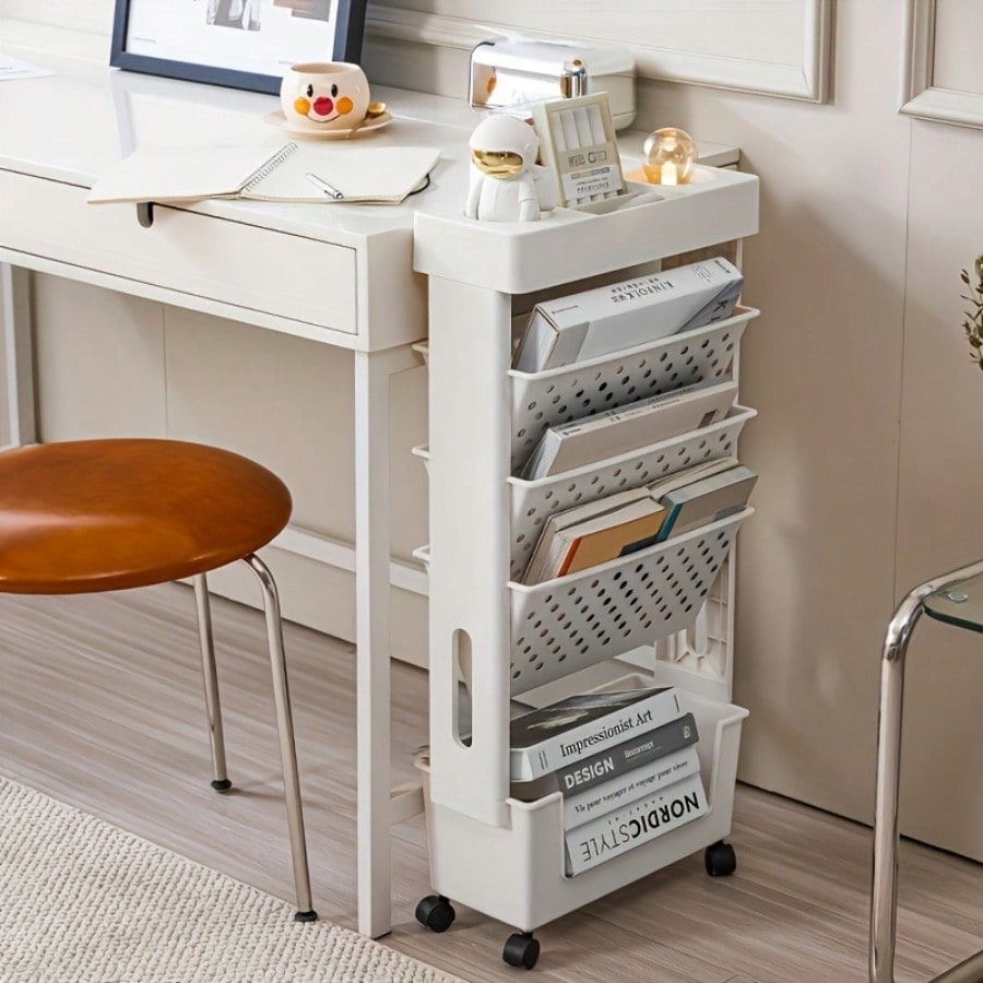 5-Tier Movable Bookshelf, Tabl - Rolling File Cart avis et prix