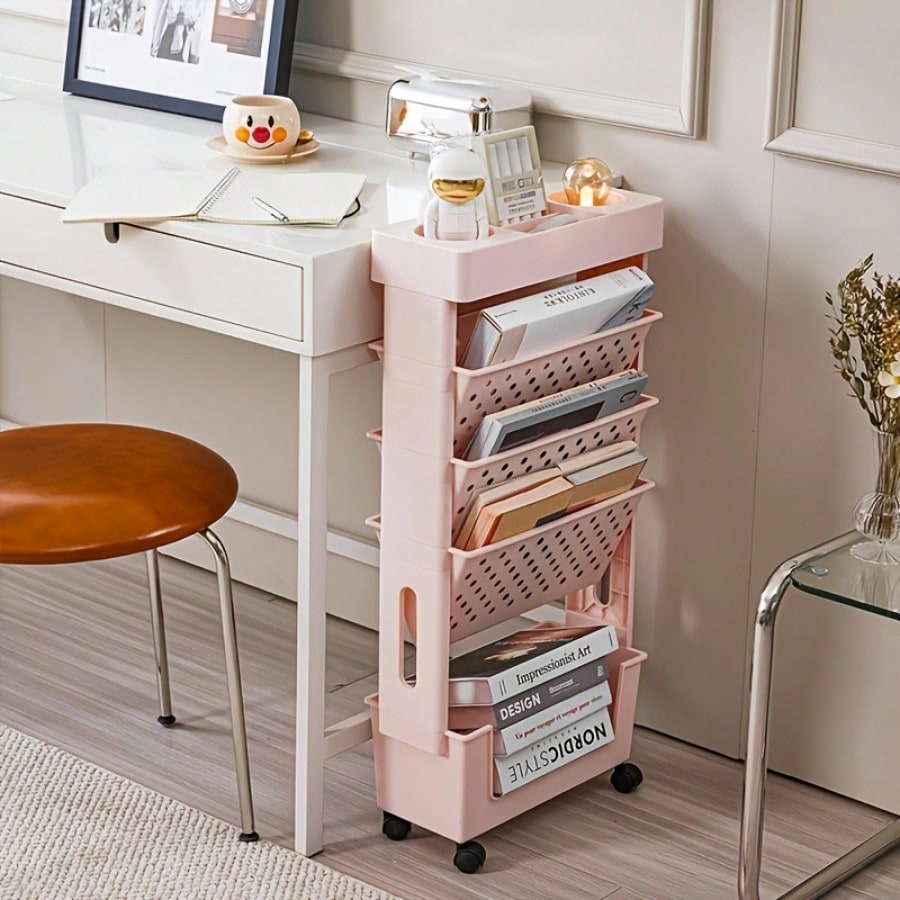 5-Tier Movable Bookshelf, Tabl - Rolling File Cart avis et prix