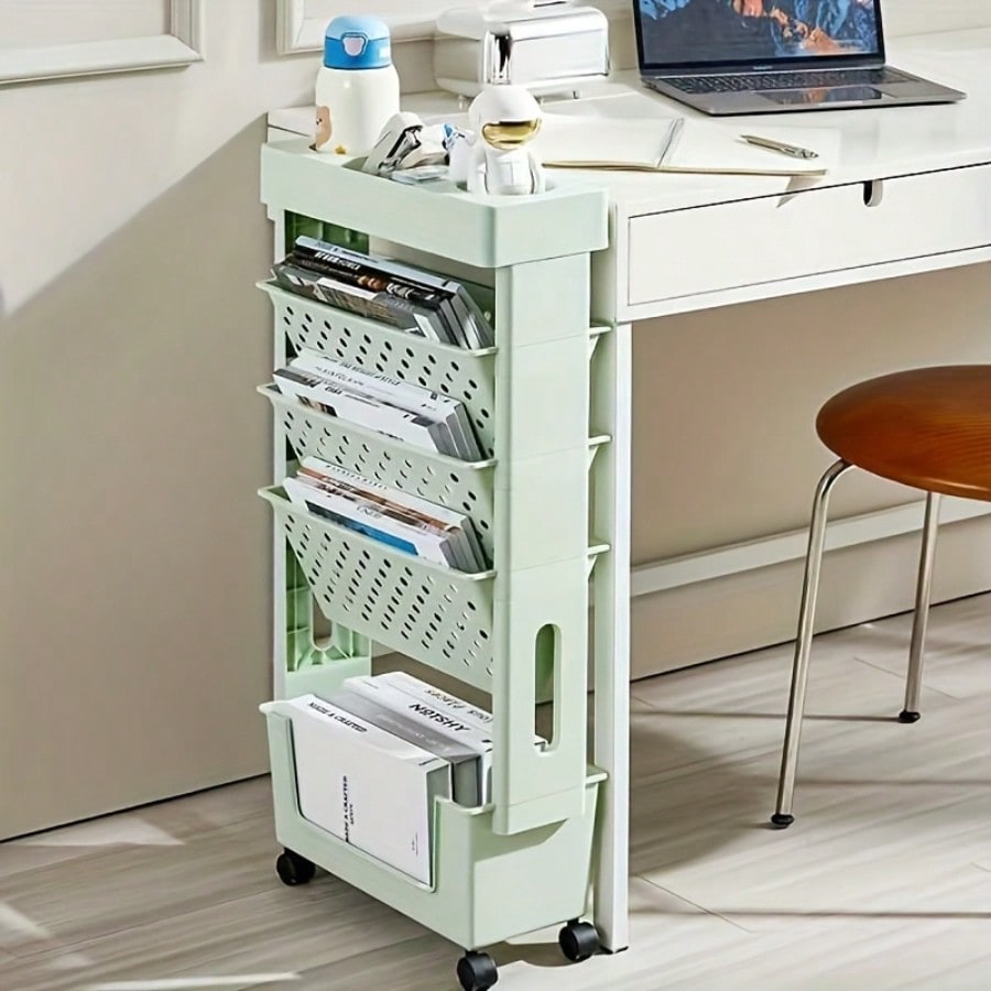 5-Tier Movable Bookshelf, Tabl - Rolling File Cart avis et prix
