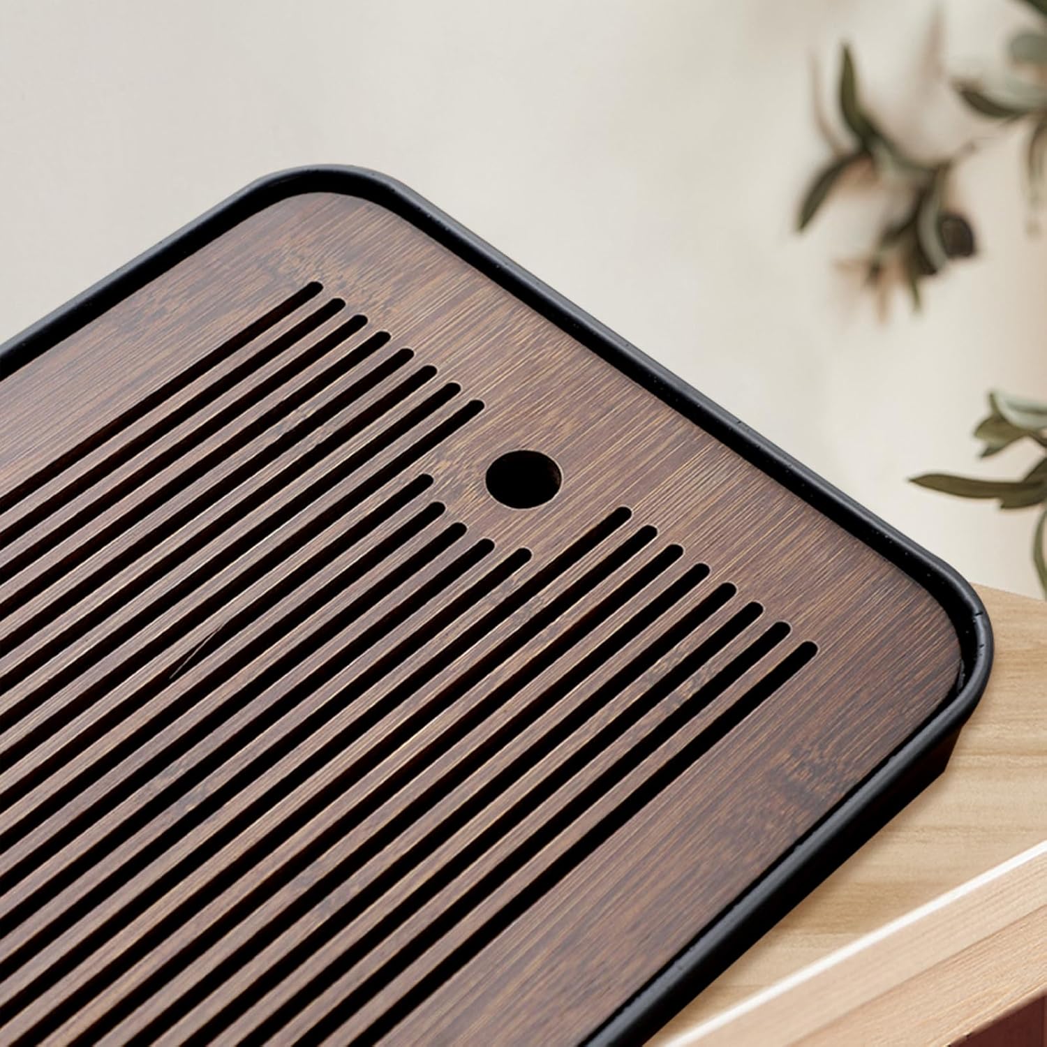 Natural Bamboo Tea Tray with H - Desktop Organizer Bamboo avis et prix