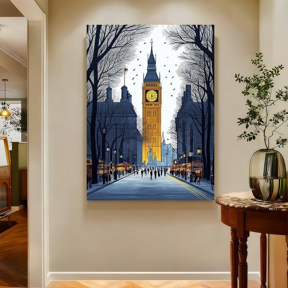 Framed London Streetscape Canv - Home Office London avis et prix